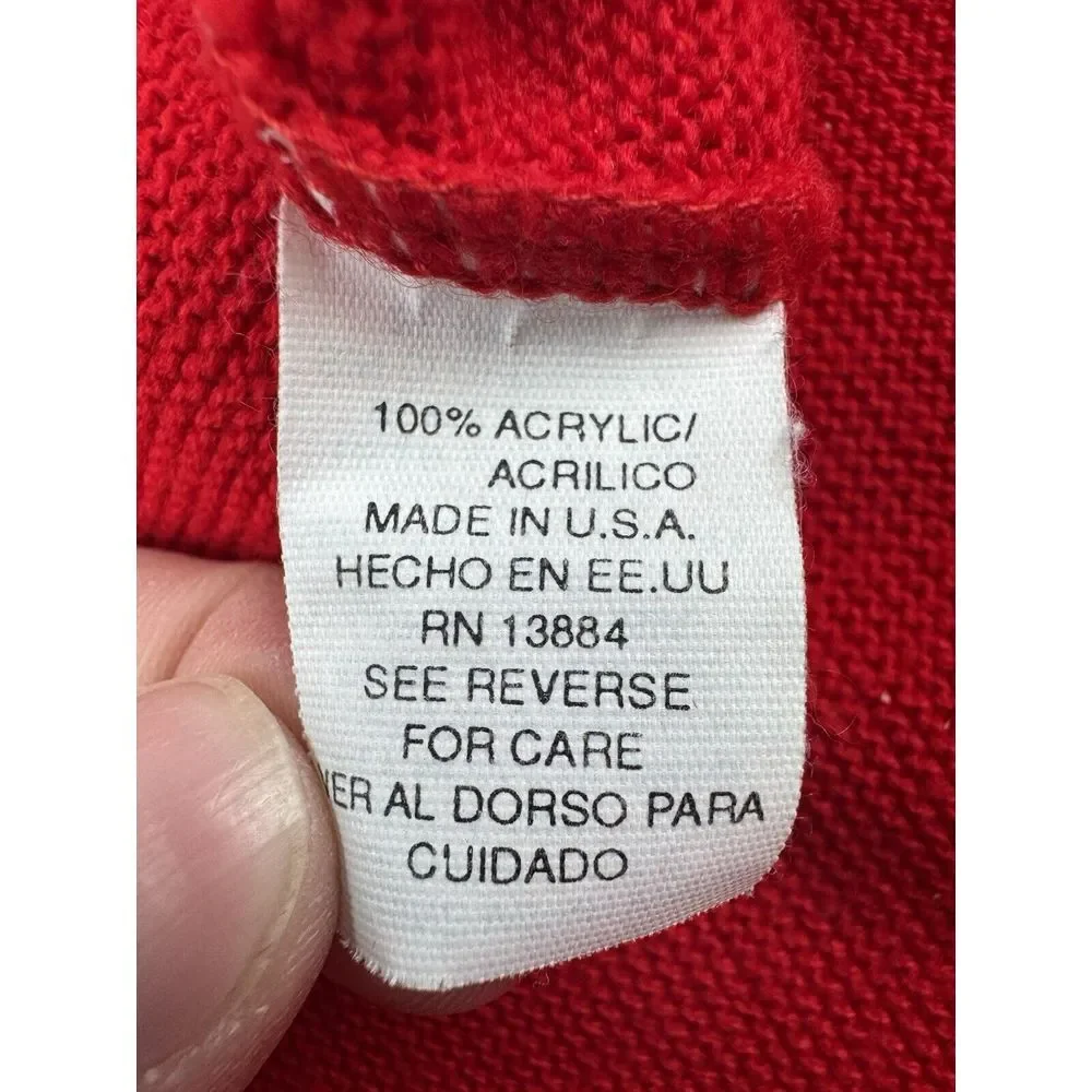 Vintage 90s Izod Cardigan Sweater XL‎ Button Red Made in USA Eclectic Grandpa